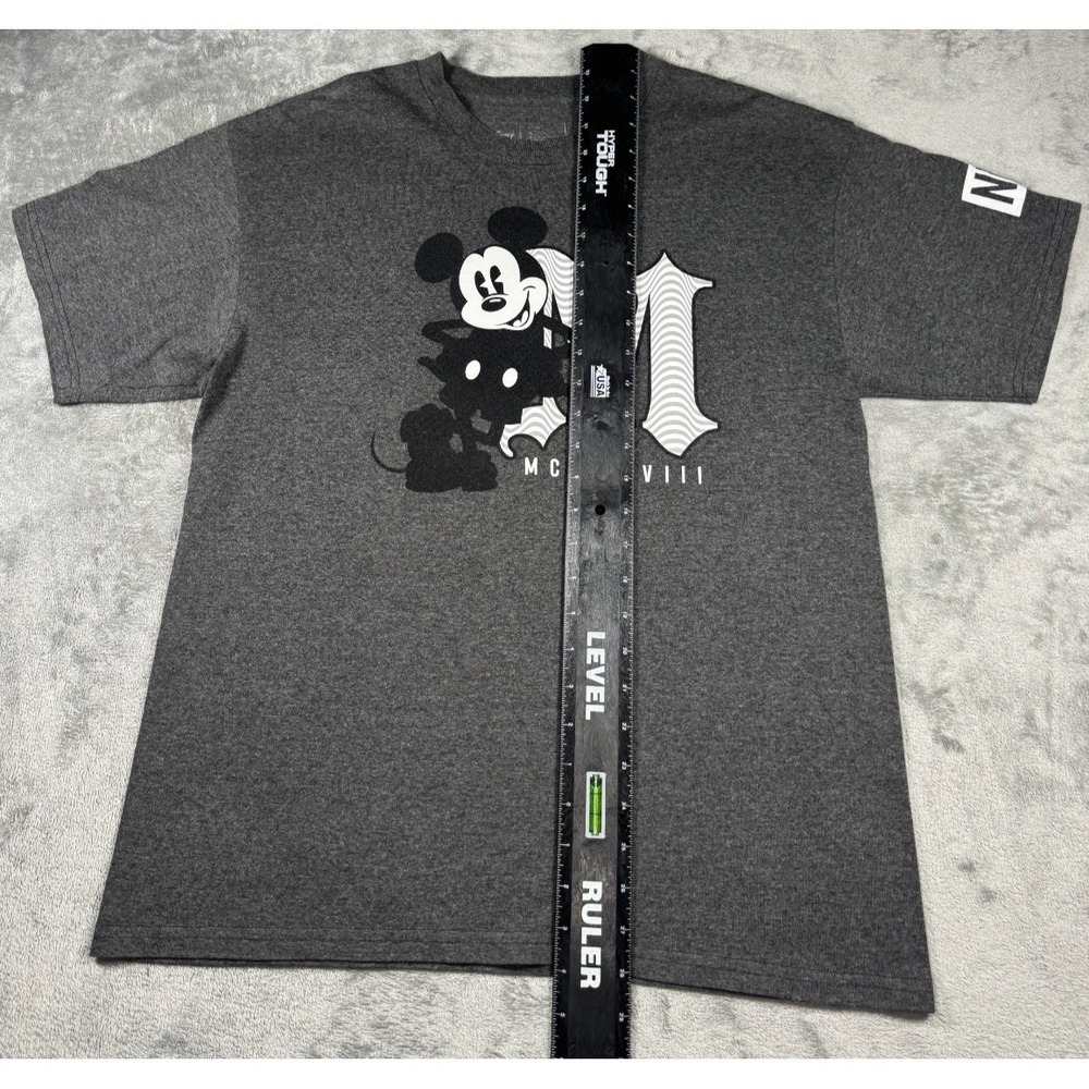 Neff x Disney Tee Shirt Charcoal Grey Mickey Mouse Graphic Print Mens Size Large - Picture 2 of 11